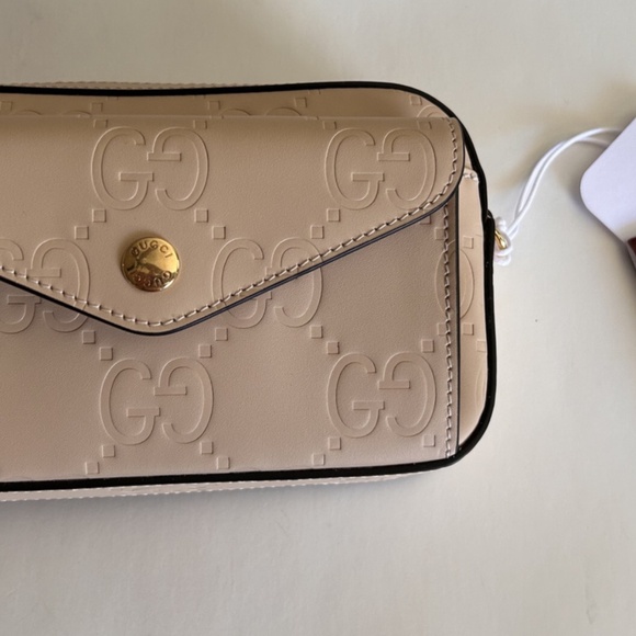 GUCCI Gilbert Calfskin Leather Mini Envelope Beige Crossbody Bag NIB 781554 - Picture 9 of 15